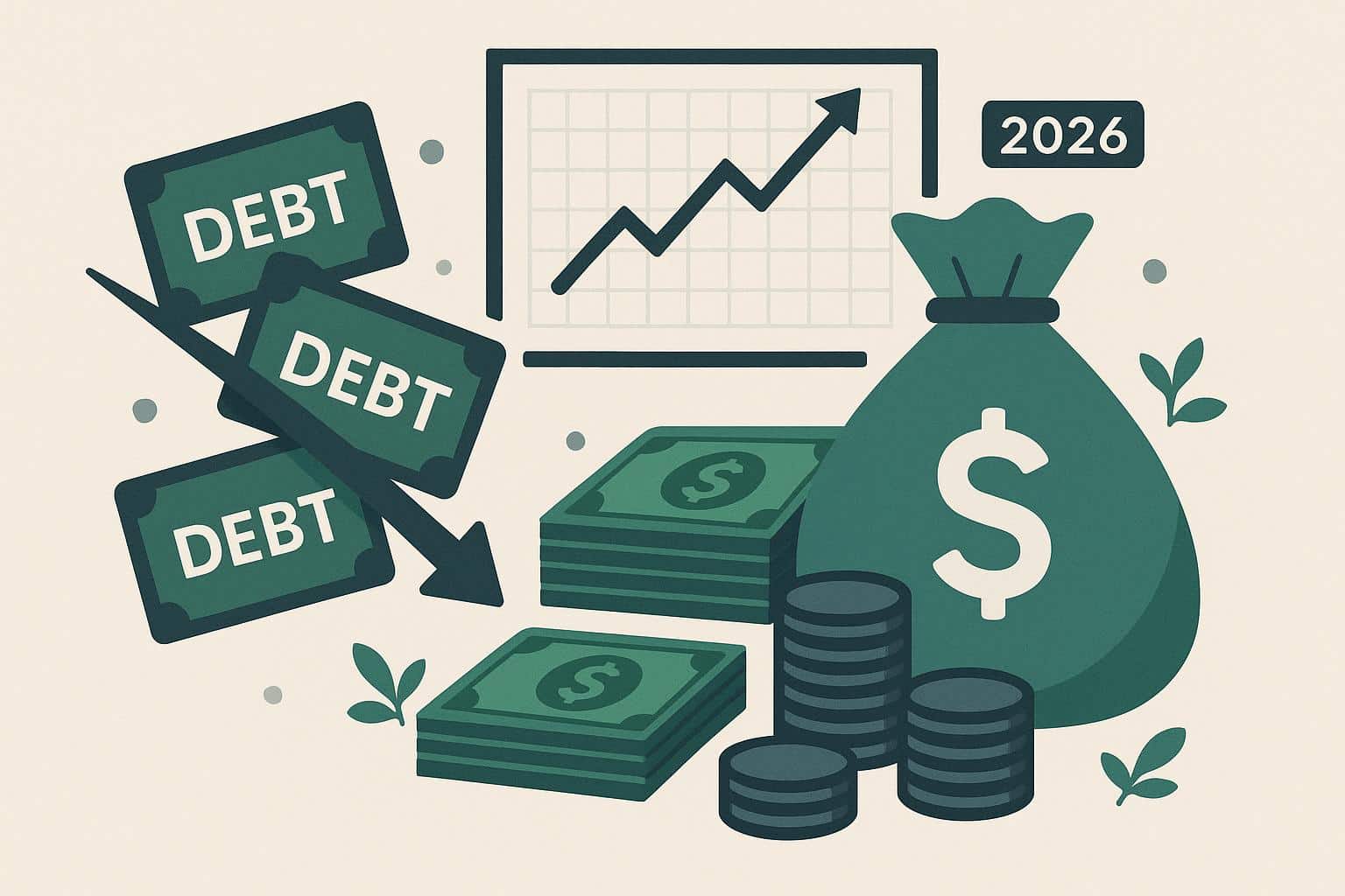 Debt consolidation loan concepts with growth chart, representing affiliate market trends