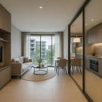 Modern condo show flat interior showcasing layout and amenities for prospective homebuyers