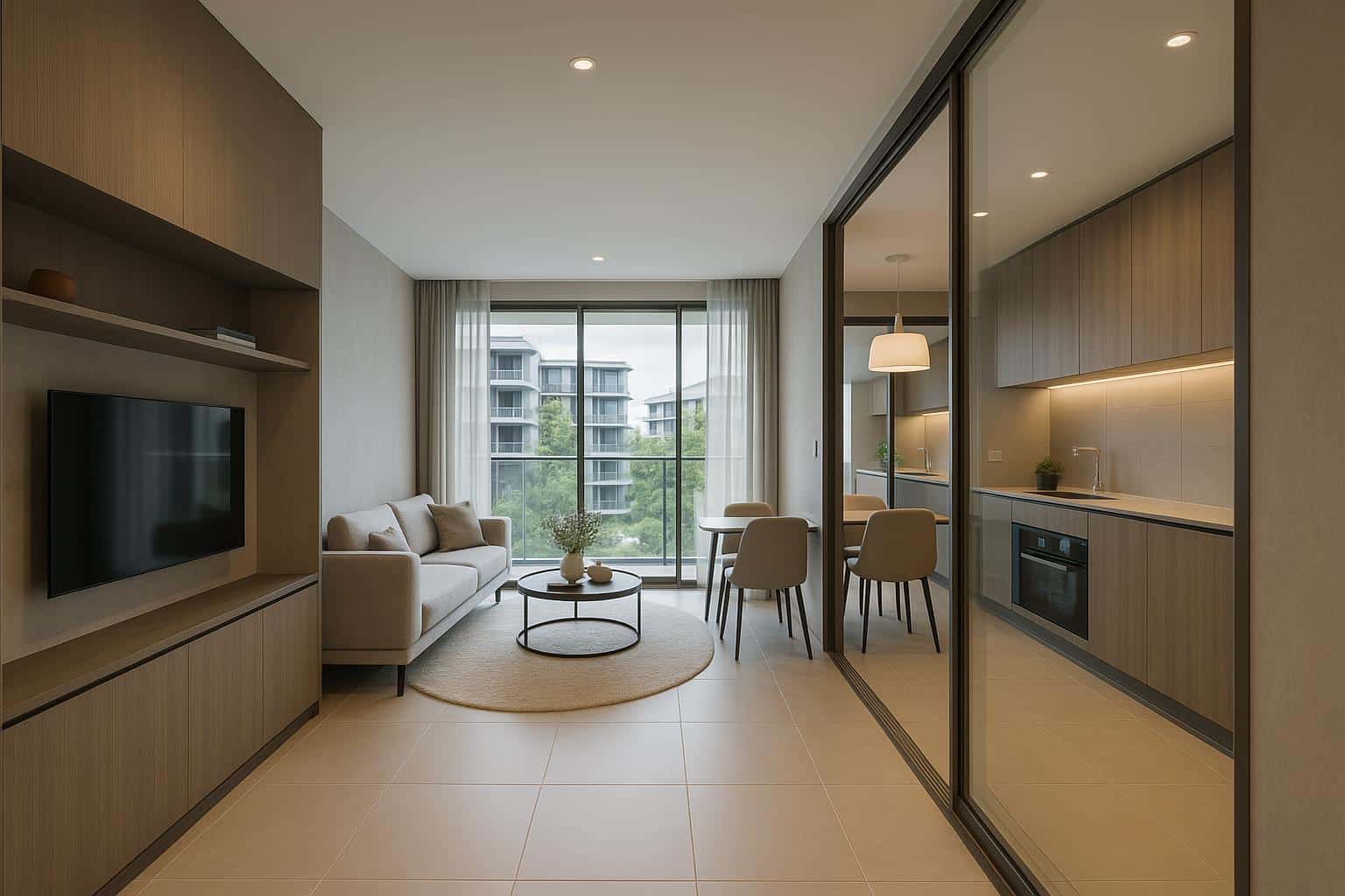 Modern condo show flat interior showcasing layout and amenities for prospective homebuyers