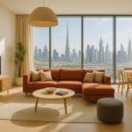 Modern Dubai co-living apartment featuring stylish interiors and shared luxury amenities
