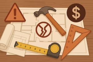 Contractor checking home renovation plans to avoid mistakes and reduce renovation costs