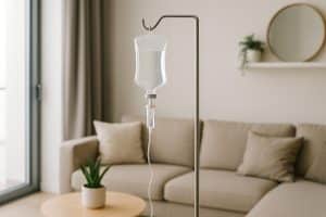 IV drip treatment setup at home in Dubai for energy boost, immunity support, and skin glow