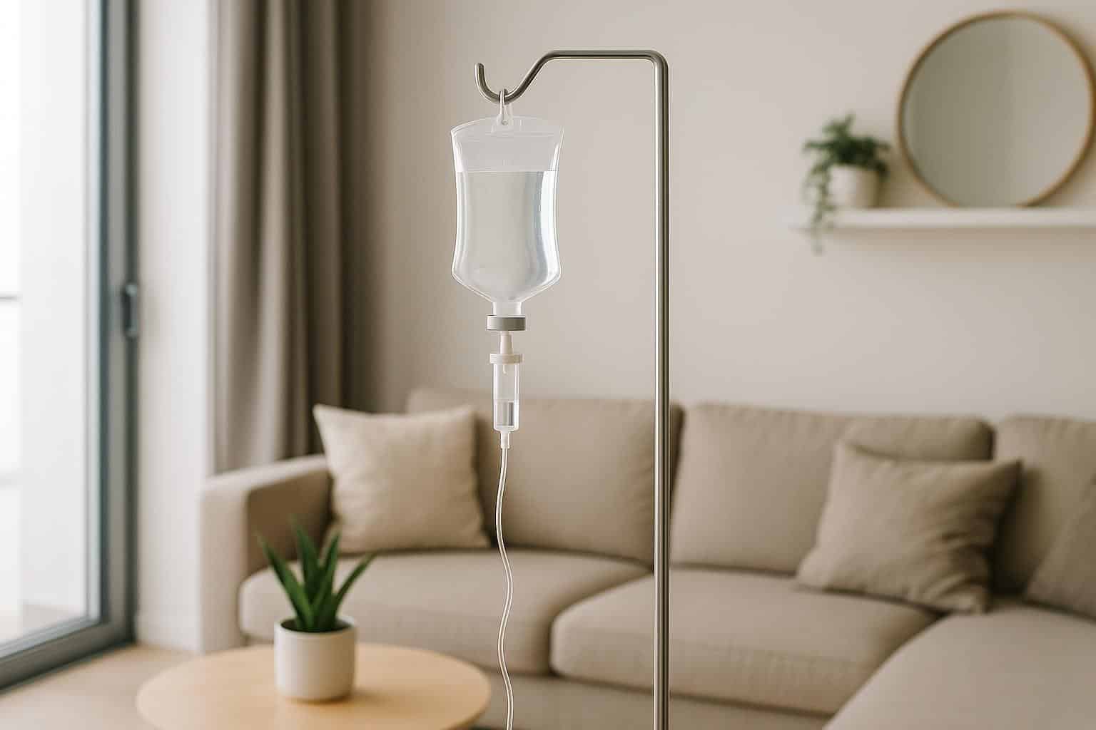 IV drip treatment setup at home in Dubai for energy boost, immunity support, and skin glow