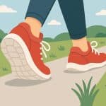 A scenic park trail with lush greenery, ideal for daily walking and strolling routines