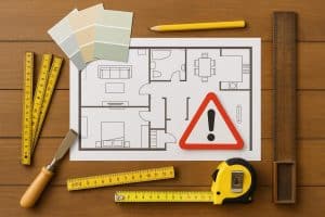 Modern kitchen renovation with organized tools and materials for efficient home improvement tips