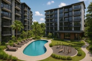 Modern amenities and lush green spaces at Pinery Residences by Hoi Hup promoting active lifestyles