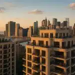 Luxury urban apartment exterior showcasing modern architecture and investment potential