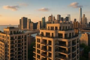 Luxury urban apartment exterior showcasing modern architecture and investment potential