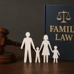 Scales of justice and legal documents representing family law attorney services