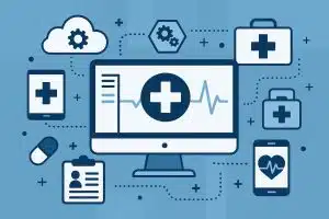 Cutting-edge healthcare software interface transforming patient care and medical management