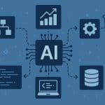 AI-powered software automating enterprise workflows with data analytics and smart technology