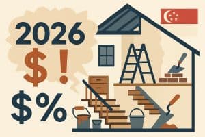 Renovation project with construction tools and materials highlighting common mistakes in Singapore