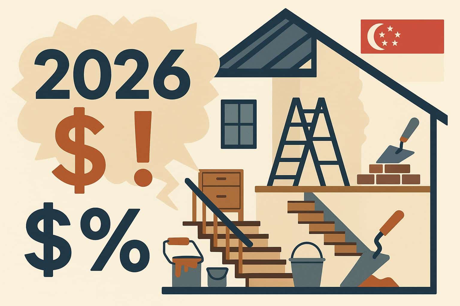 Renovation project with construction tools and materials highlighting common mistakes in Singapore