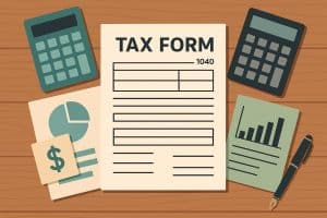 Stack of tax forms and a calculator on a desk, highlighting key tax document essentials