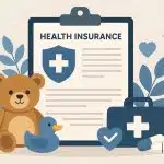 Child-only health insurance concept with child’s stethoscope and healthcare documents