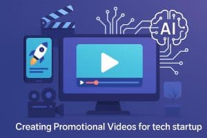 AI-powered tools generating promotional video content for innovative tech startup branding