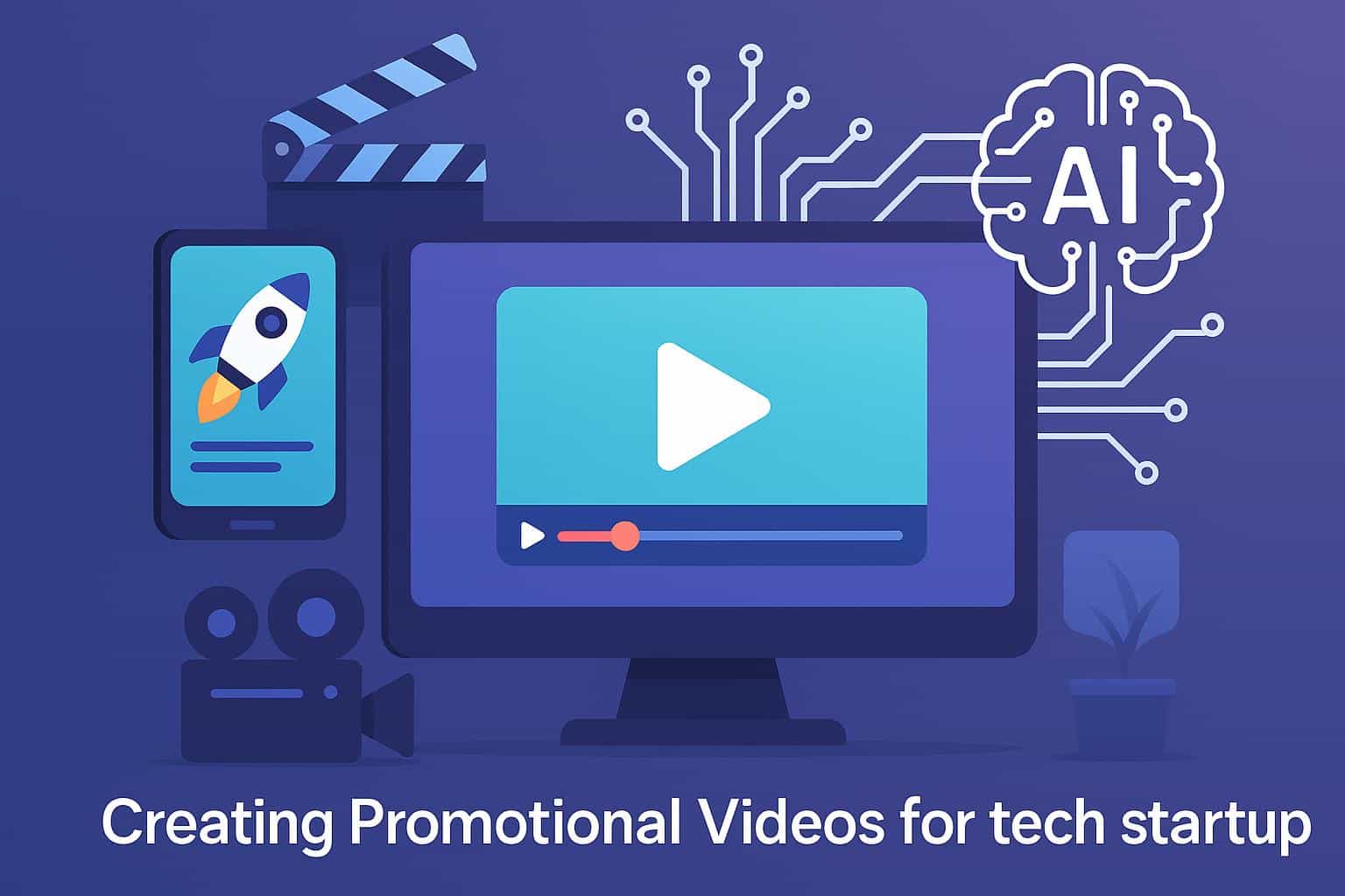AI-powered tools generating promotional video content for innovative tech startup branding
