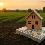 Aerial view of farmland highlighting property boundaries and real estate to illustrate land ownership