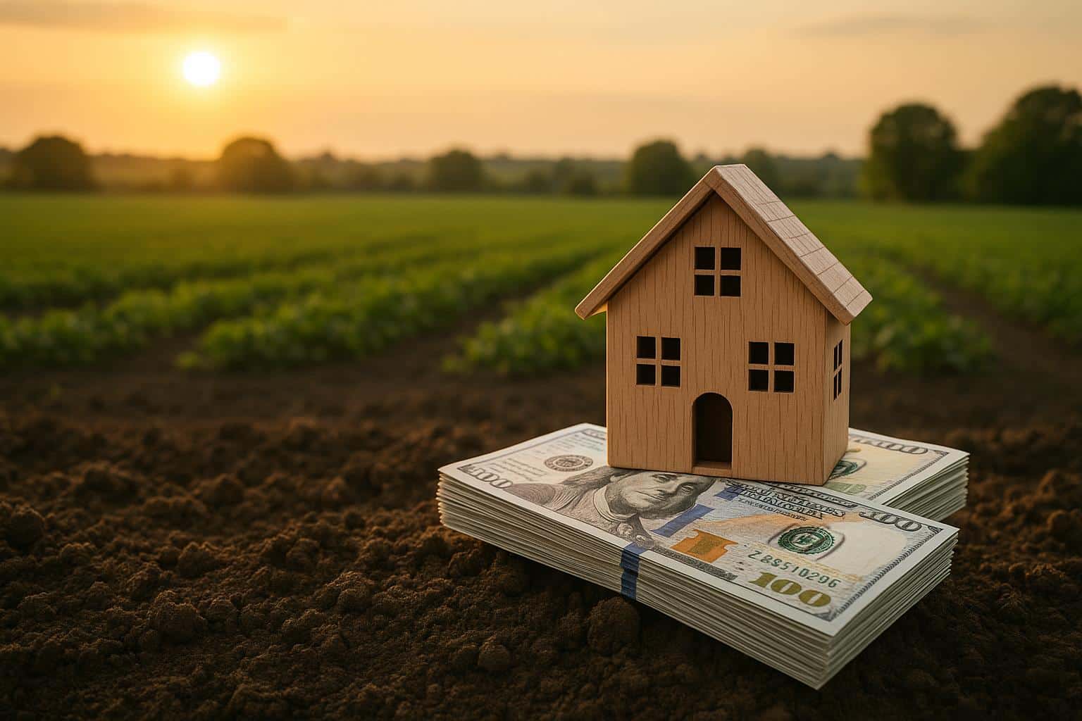 Aerial view of farmland highlighting property boundaries and real estate to illustrate land ownership