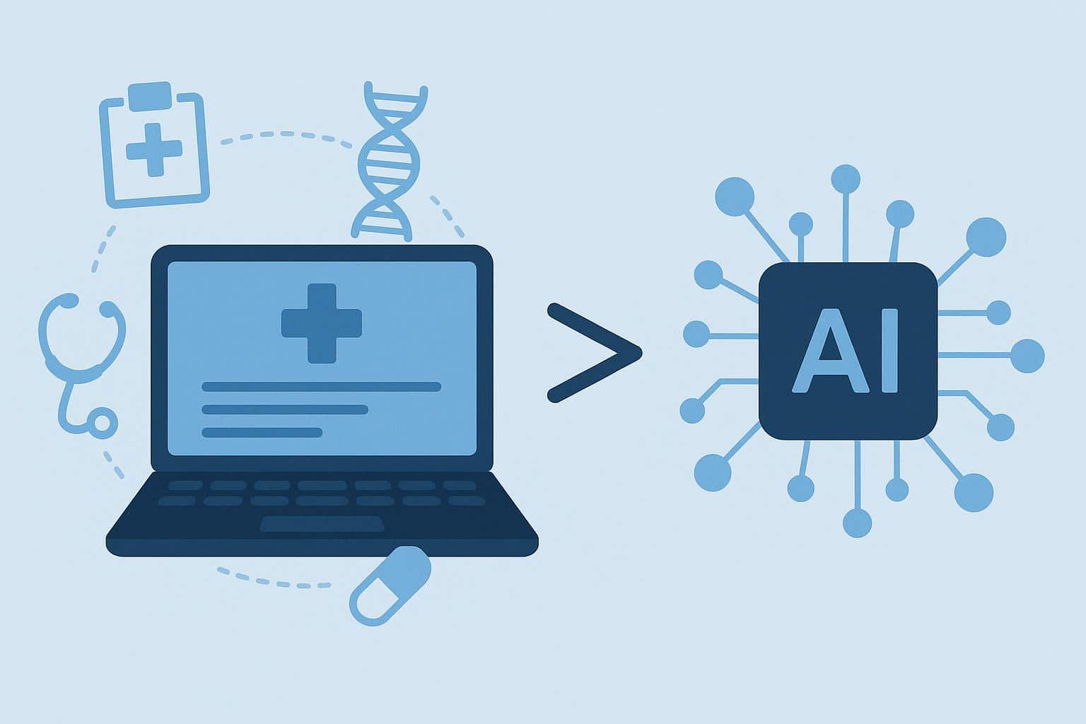Healthcare AI model analyzing medical data for clinical decision-making in a hospital setting