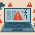 Frustrated business team struggling with outdated software and inefficient technology setup