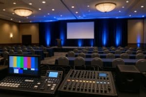 Advanced AV setup enhancing a professional corporate event in a San Diego conference venue