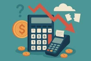 Financial charts and payment icons illustrating business transaction costs analysis