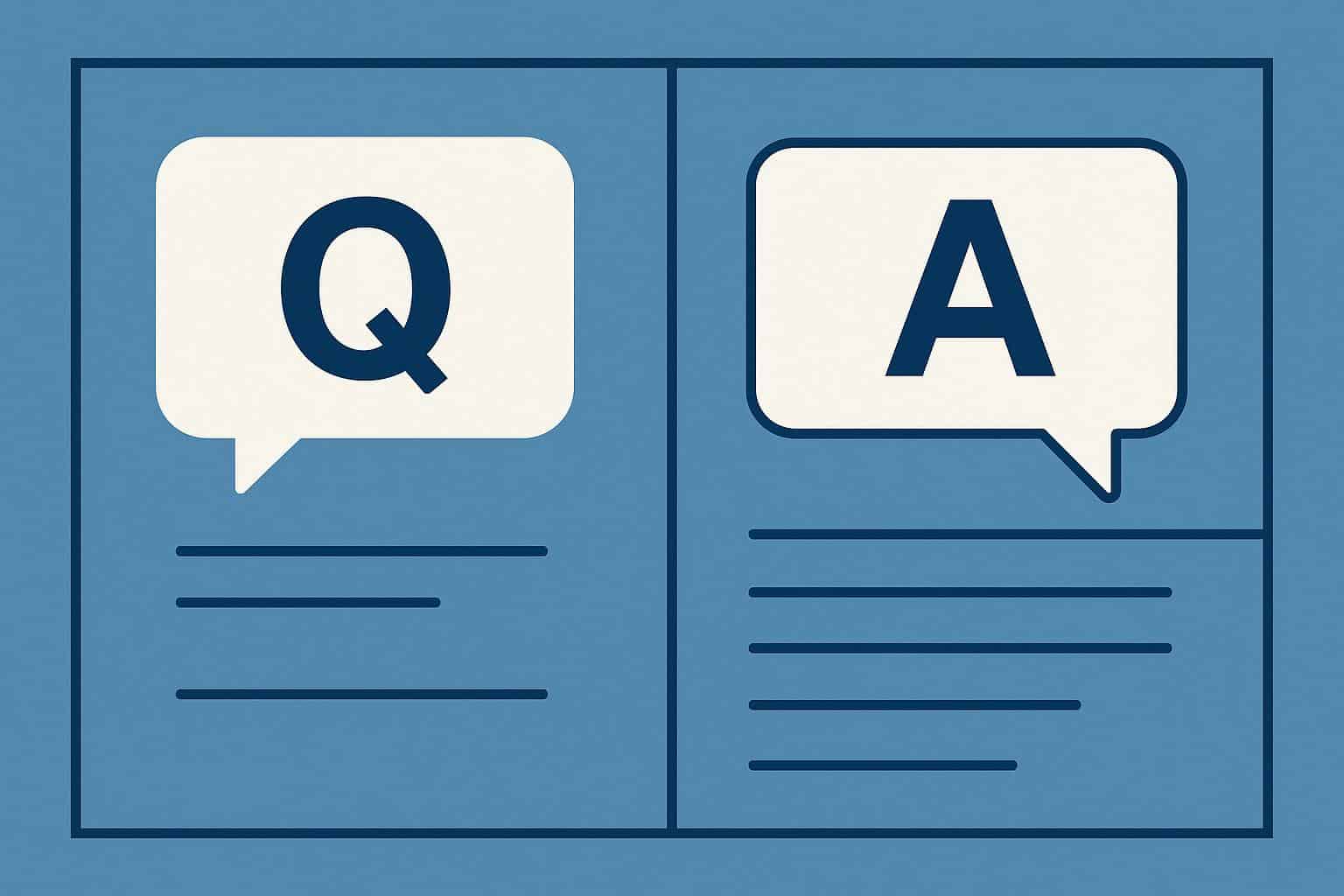 Structured Q&A breakdown illustration showcasing professional analysis and insightful discussion
