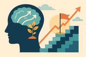 Growth mindset concept illustrating strong business leadership and professional success