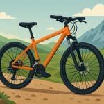 Mountain bike with multiple gears riding on rocky and smooth trail, showcasing terrain adaptability