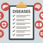 Critical illness insurance coverage concept with medical icons and disease-related graphics