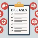 Critical illness insurance coverage concept with medical icons and disease-related graphics