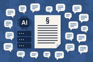 AI translation models analyzing a legal document, showcasing comparison of multilingual outputs