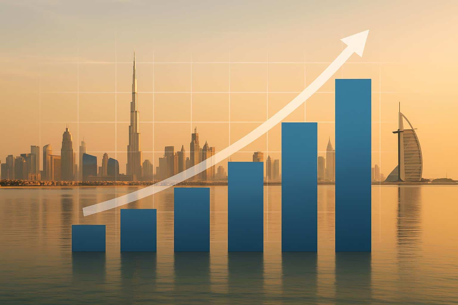 Dubai skyline with modern skyscrapers and residential developments reflecting real estate growth