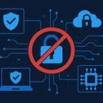 Zero trust architecture concept with network security icons and protected digital connections