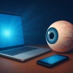 Glowing smartphone screen in dark room highlighting screen time effects on eye health