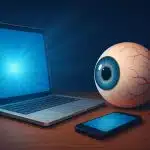 Glowing smartphone screen in dark room highlighting screen time effects on eye health