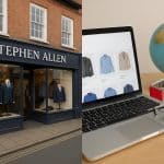 Stephen Allen Menswear store exterior showcasing transition from local shop to global e-commerce brand