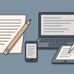 Laptop with digital writing software enhancing academic and professional communication efficiency