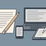 Laptop with digital writing software enhancing academic and professional communication efficiency