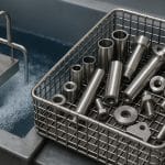 Electropolishing equipment finishing stainless steel parts for manufacturing cost reduction