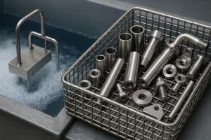Electropolishing equipment finishing stainless steel parts for manufacturing cost reduction