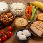 Assorted healthy snacks and macro-friendly ingredients for fitness and nutrition goals