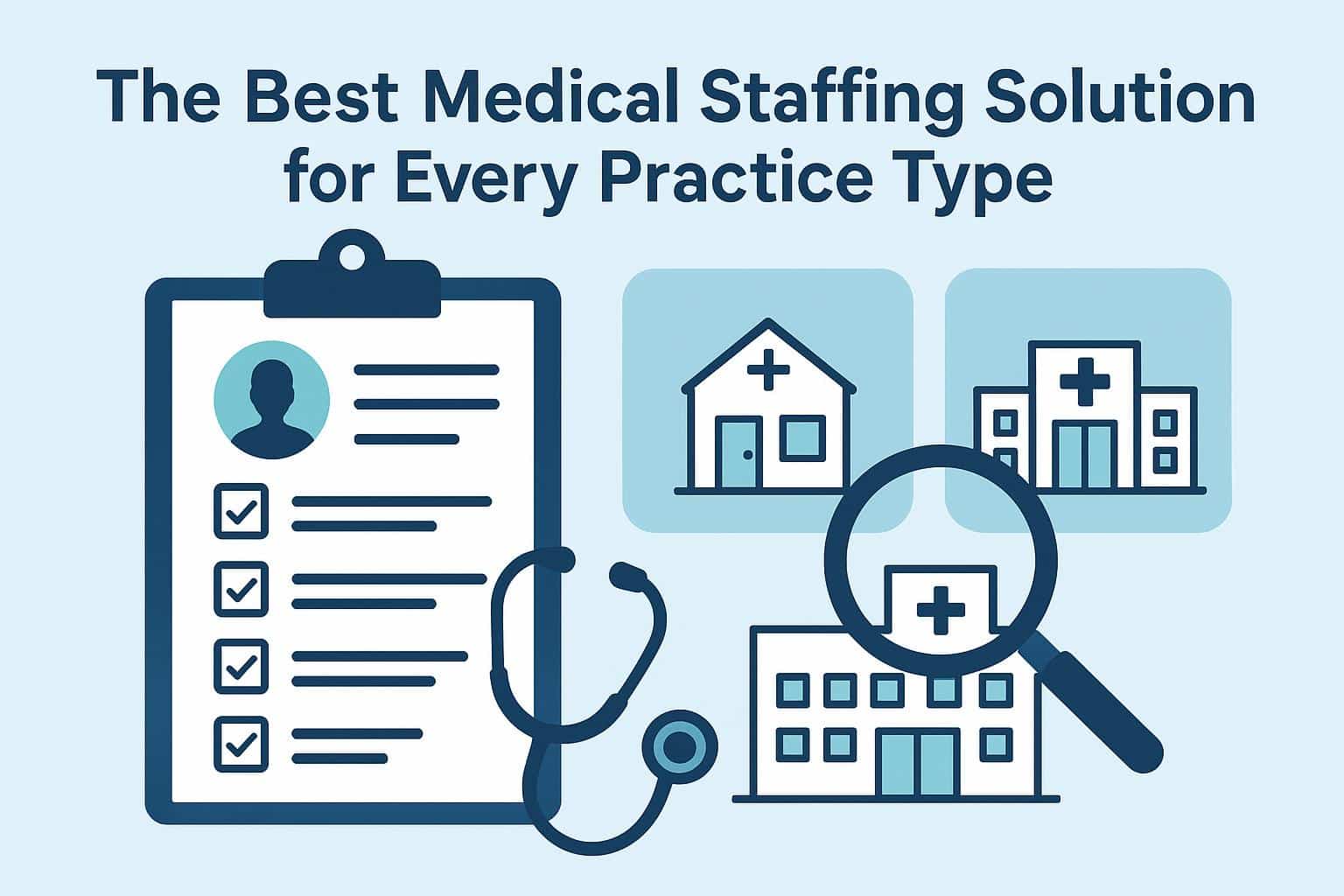 Medical staffing professionals collaborating in a healthcare office for various practice types