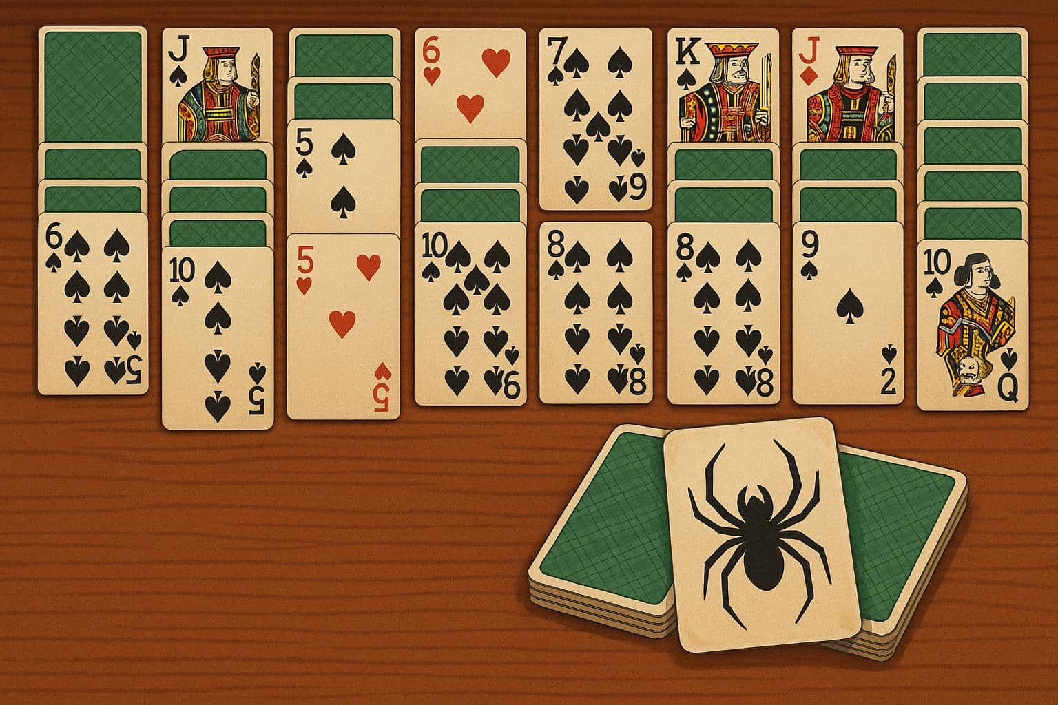 Winning moves and expert strategies in Spider Solitaire displayed on a digital card game screen