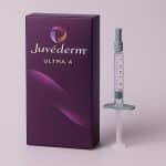 Juvederm Ultra 4 syringe and packaging displayed alongside other dermal fillers for comparison