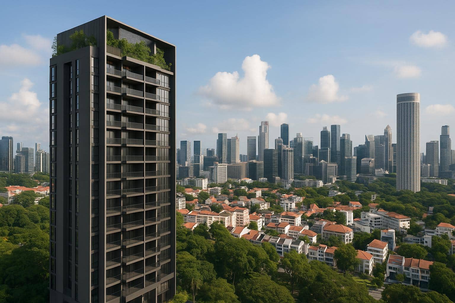 The Serra Residences exterior showcasing new freehold development in Singapore’s Core Central Region