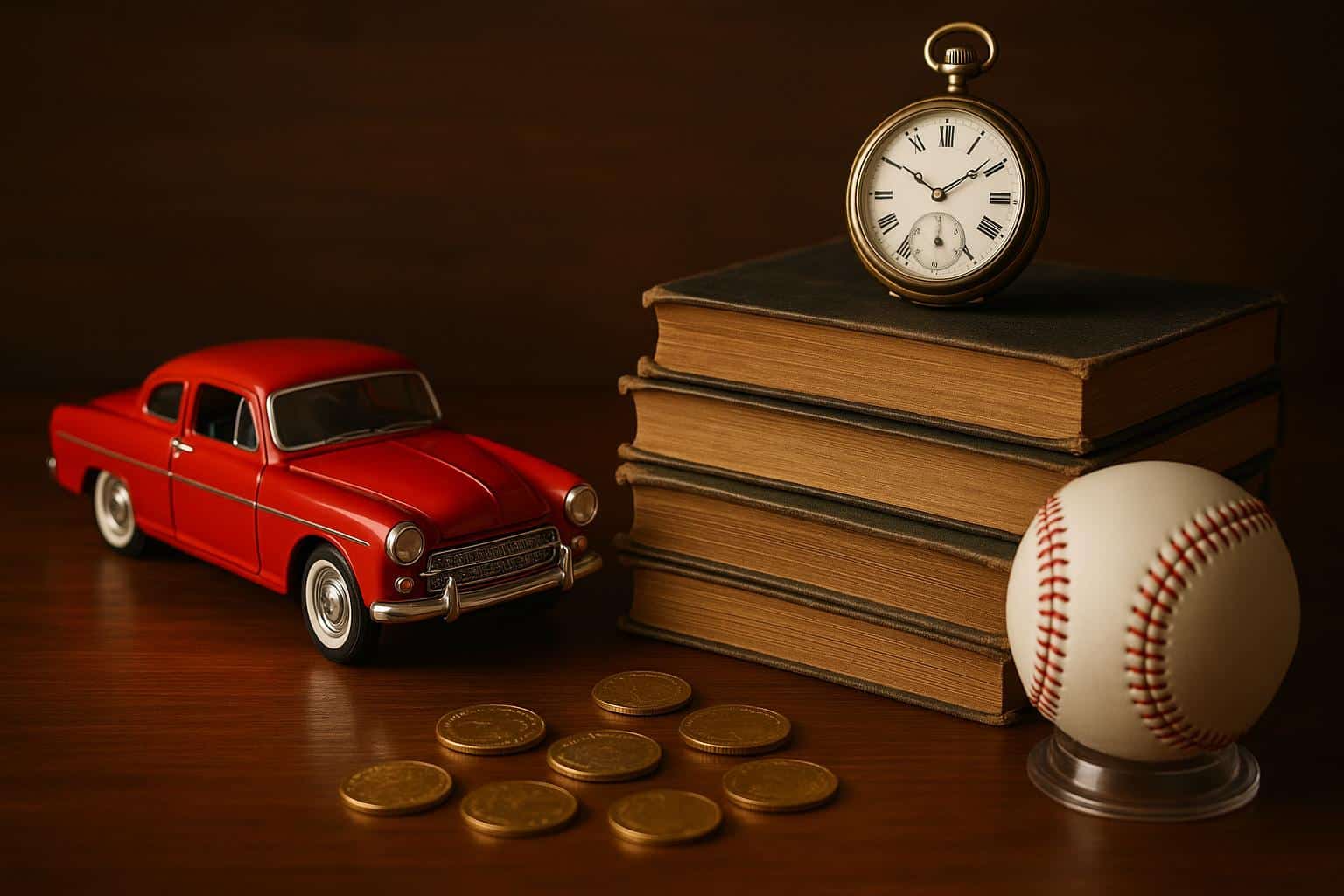 Rare vintage collectibles displayed on shelves showcasing increased value and desirability over time