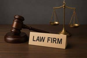 Modern law firm signage with elegant lettering, representing law firm naming and branding decisions