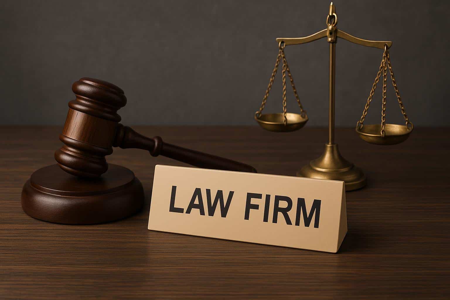Modern law firm signage with elegant lettering, representing law firm naming and branding decisions